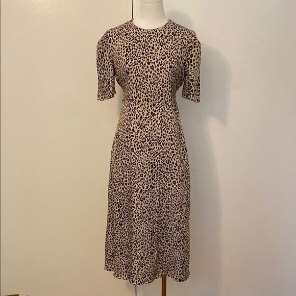 Showroom Leopard Print Tie Back Midi Dress Size Large - Picture 2 of 14